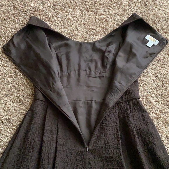 Talbots Petites chocolate textured cap sleeve dress - Picture 8 of 10